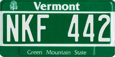 VT license plate NKF442