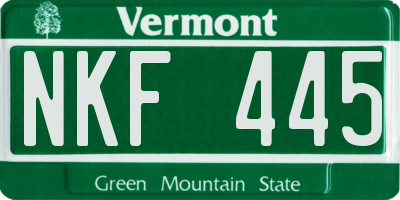 VT license plate NKF445