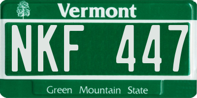VT license plate NKF447