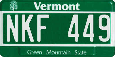 VT license plate NKF449