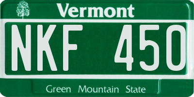 VT license plate NKF450