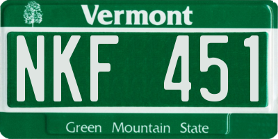 VT license plate NKF451