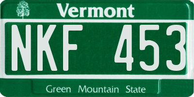 VT license plate NKF453