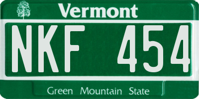VT license plate NKF454