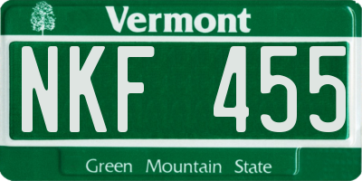 VT license plate NKF455