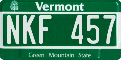 VT license plate NKF457