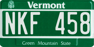 VT license plate NKF458