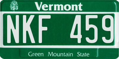 VT license plate NKF459