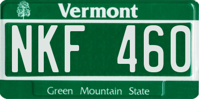 VT license plate NKF460