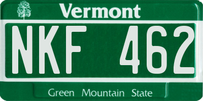 VT license plate NKF462