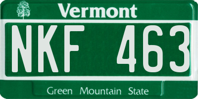 VT license plate NKF463