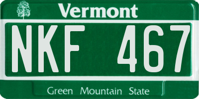 VT license plate NKF467
