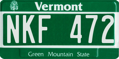 VT license plate NKF472