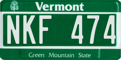 VT license plate NKF474