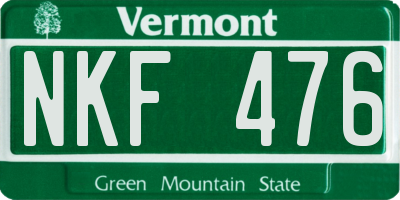 VT license plate NKF476