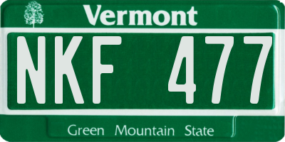 VT license plate NKF477