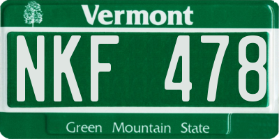 VT license plate NKF478