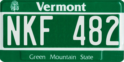 VT license plate NKF482