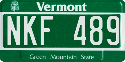 VT license plate NKF489
