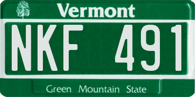 VT license plate NKF491