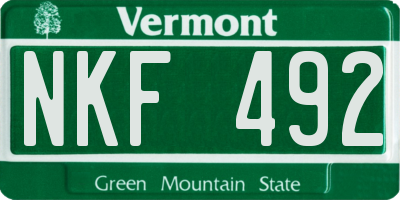 VT license plate NKF492