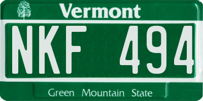 VT license plate NKF494