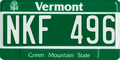 VT license plate NKF496