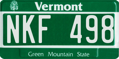 VT license plate NKF498