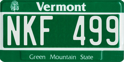 VT license plate NKF499