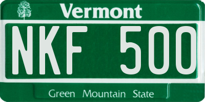 VT license plate NKF500