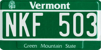 VT license plate NKF503