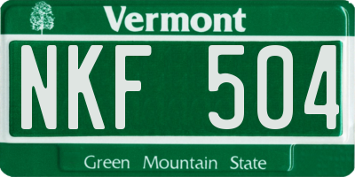 VT license plate NKF504