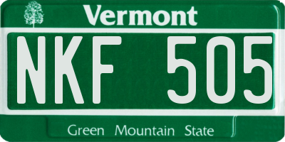 VT license plate NKF505