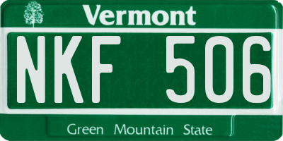 VT license plate NKF506