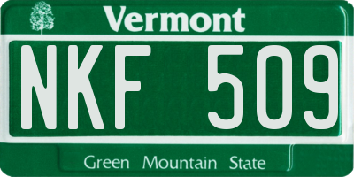 VT license plate NKF509