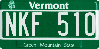 VT license plate NKF510