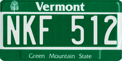 VT license plate NKF512