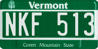 VT license plate NKF513