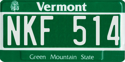 VT license plate NKF514