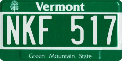 VT license plate NKF517