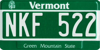VT license plate NKF522