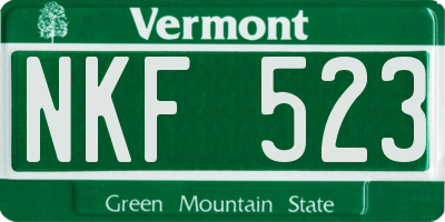 VT license plate NKF523