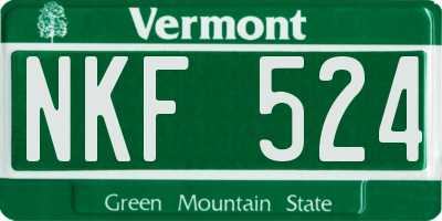 VT license plate NKF524