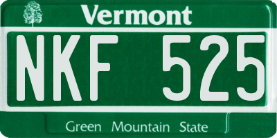 VT license plate NKF525