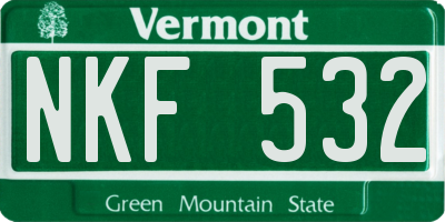 VT license plate NKF532