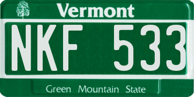 VT license plate NKF533