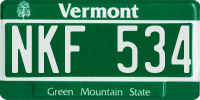 VT license plate NKF534