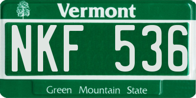 VT license plate NKF536