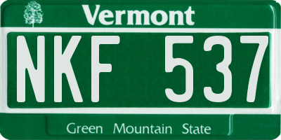 VT license plate NKF537