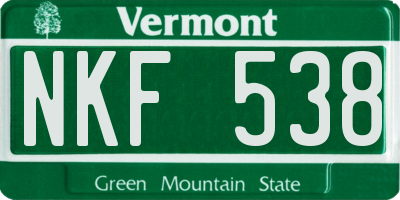 VT license plate NKF538
